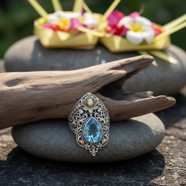 Handmade silver ring closeup